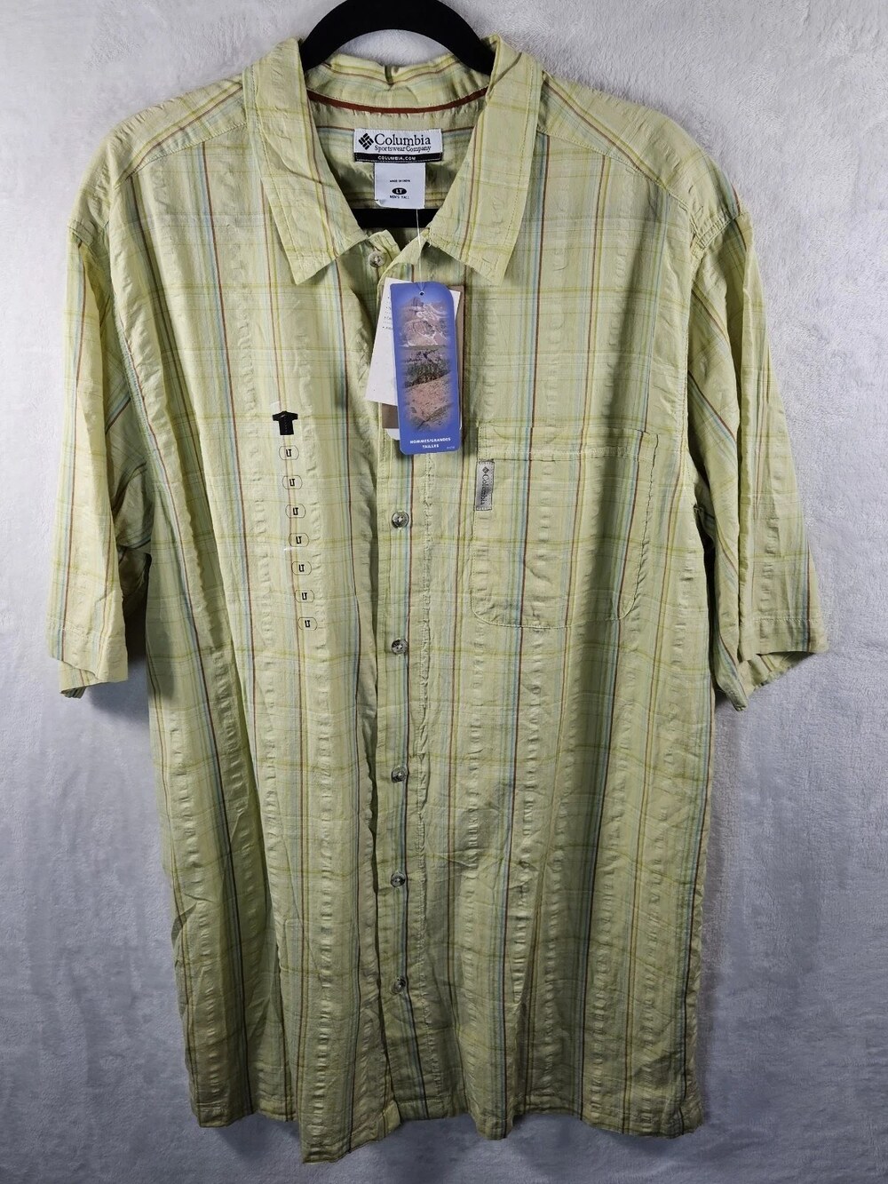 Columbia Marble Creek Plaid Short Sleeve Shirt Men's Size Large Tall
